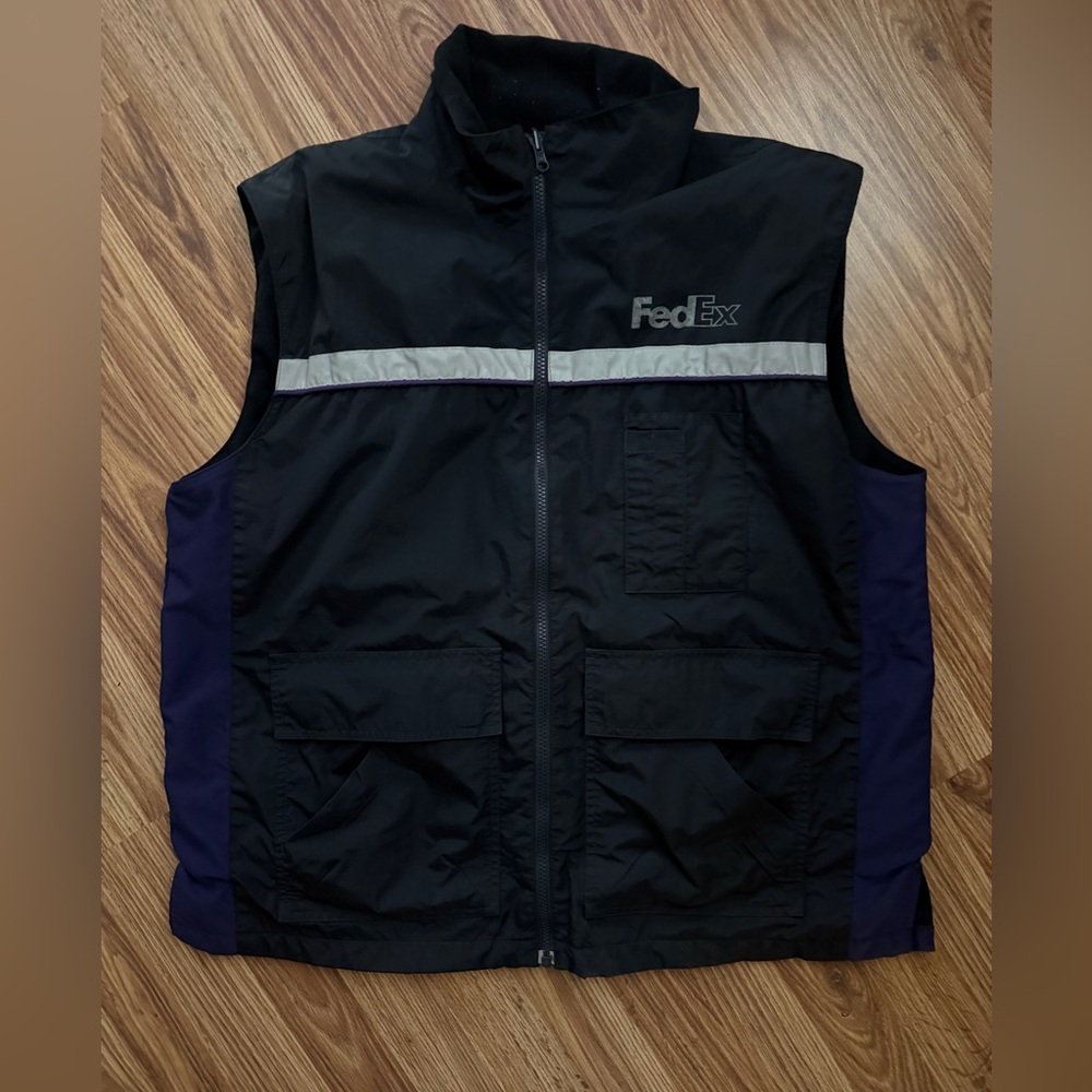 FedEx Black Vest with Purple Side Panels and Reflective Stripe